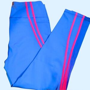 Lilly Pulitzer Blue Leggings with Pink Stripping down sides